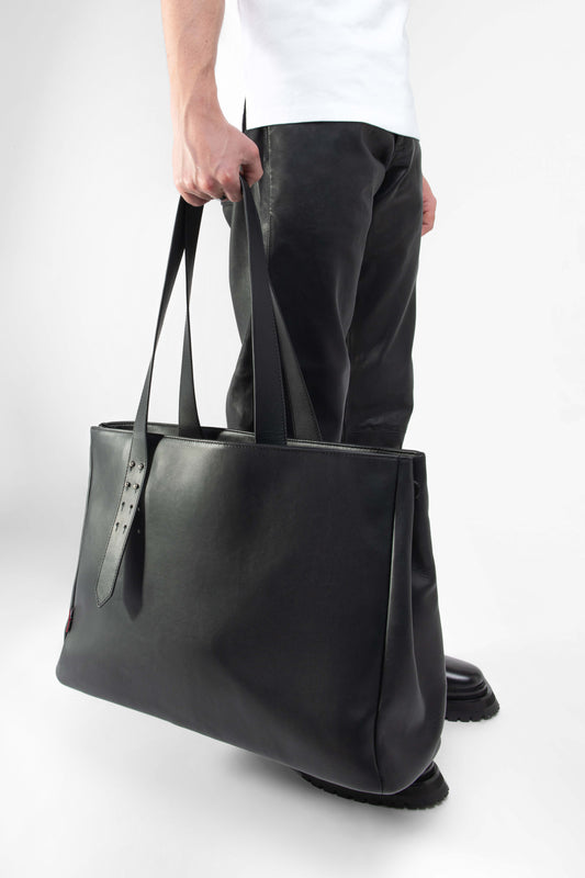 Leather Tote Bag: Spaceman