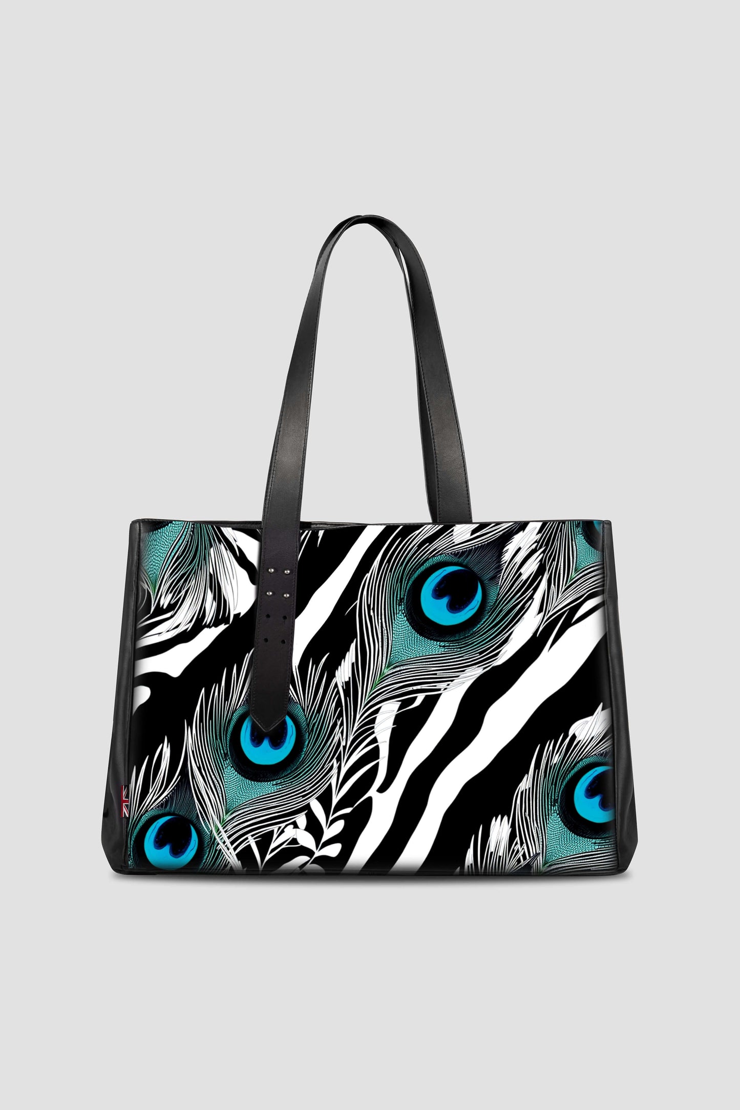 Leather Tote Bag: Peacock & Zebra