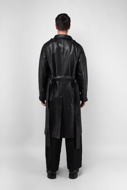 Drop Shoulder Leather Trench (Man)